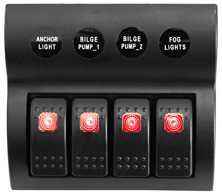 4 Gang Switch Panel With Circuit Breakers - Pre Wired