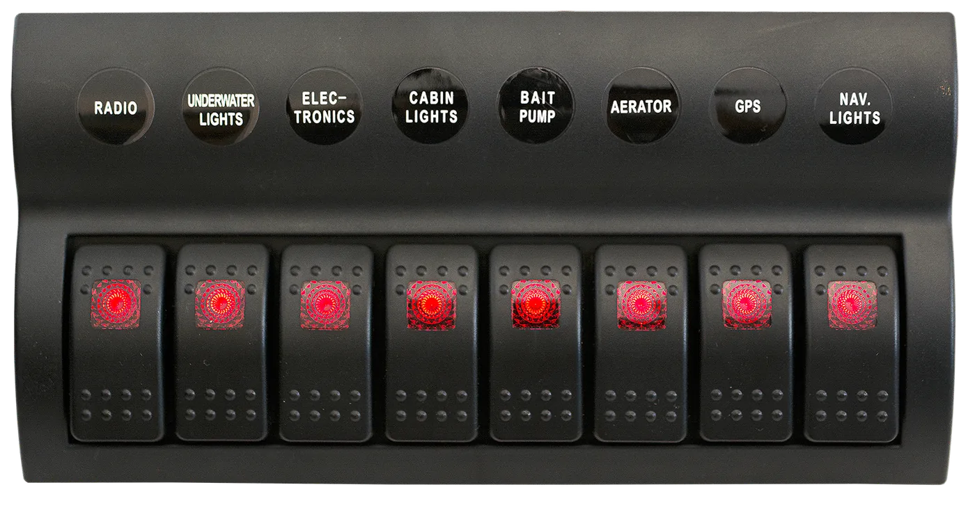 8 Gang Switch Panel With Circuit Breakers - Pre Wired