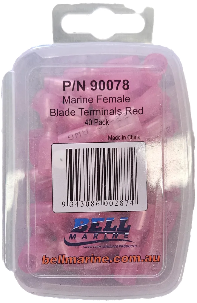 Marine Glue Lined Female Blade Terminal Red - 2.5-3mm- 40 Pack