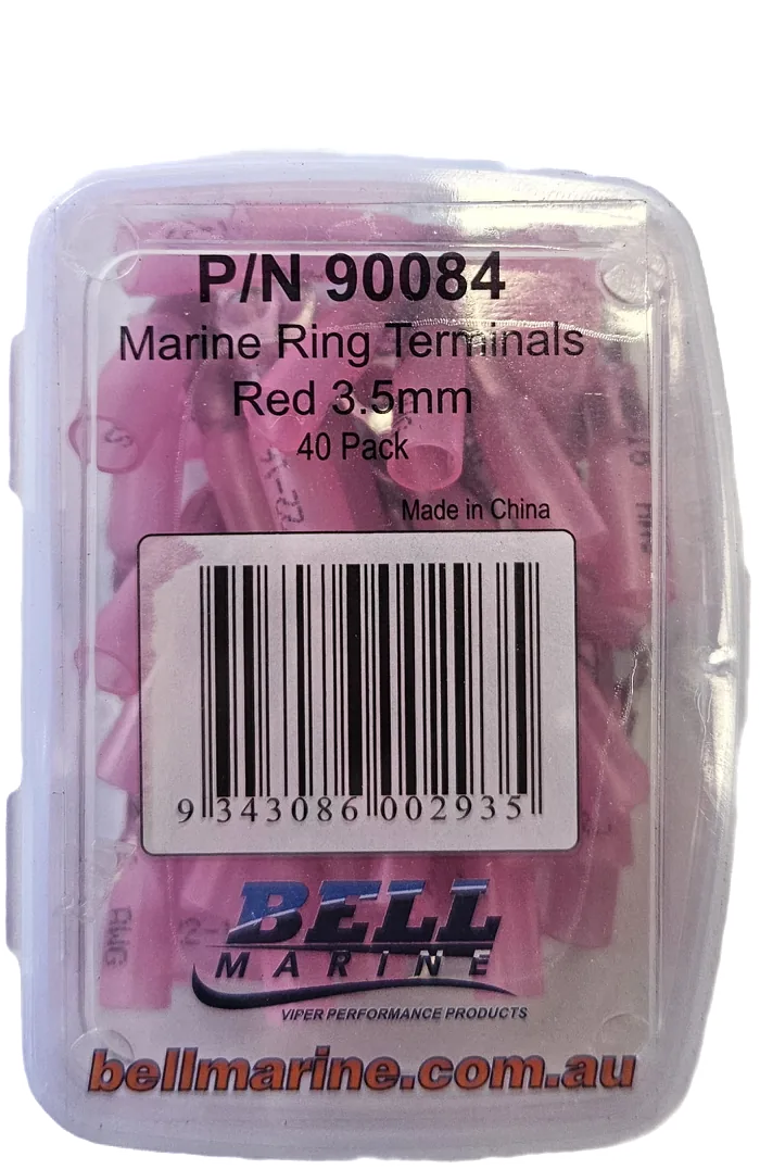 Marine Glue Lined Ring Terminal Red - 3.5mm - 40 Pack