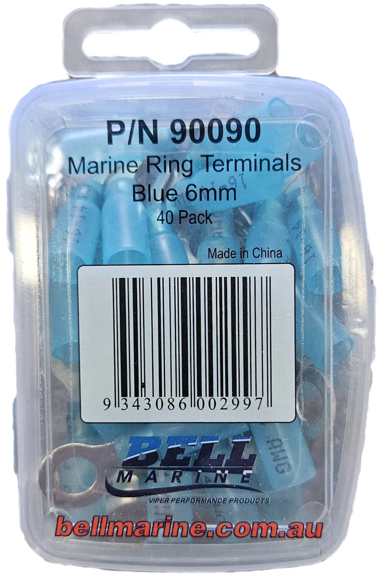 Marine Glue Lined Ring Terminal Blue - 6mm - 40 Pack