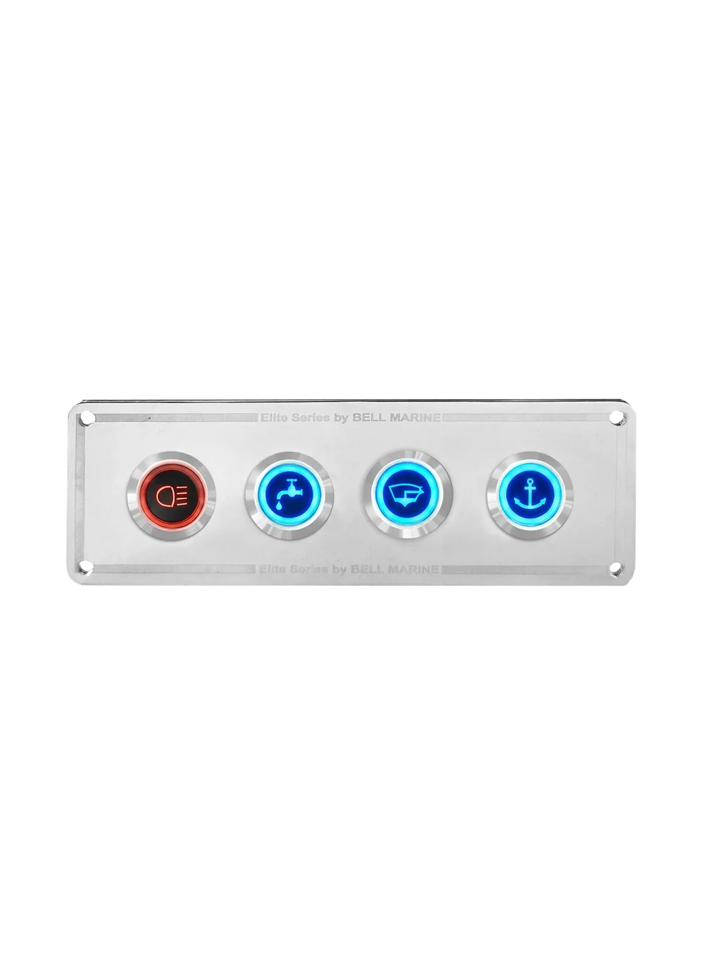 4 gang stainless steel switch panel with 20A backlit switches